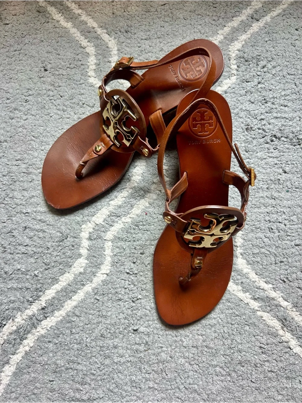 Tory Burch Leather Miller Kitten Heel Sandals, 8.5